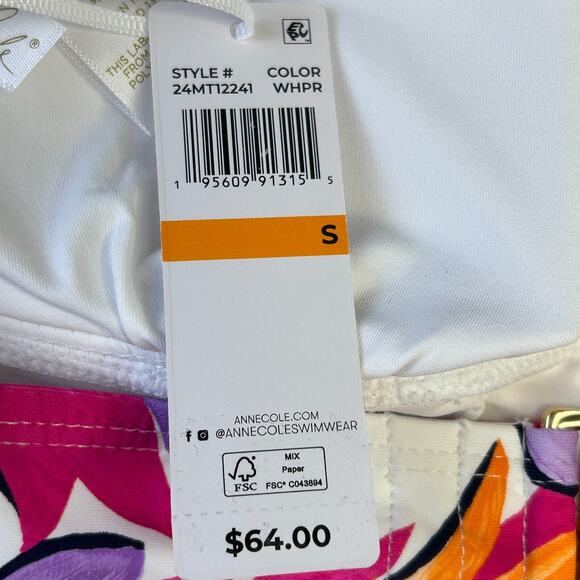 Anne Cole Two Piece Marilyn Printed Halter Bikini Top & Bottom Juniors Small NWT - Picture 9 of 11